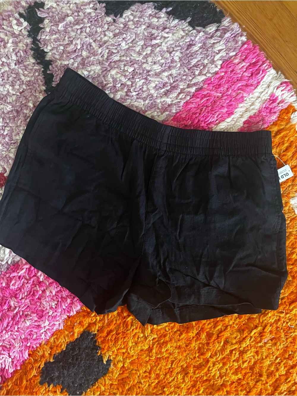Old Navy Black Elastic Waist Lightweight Linen Shorts